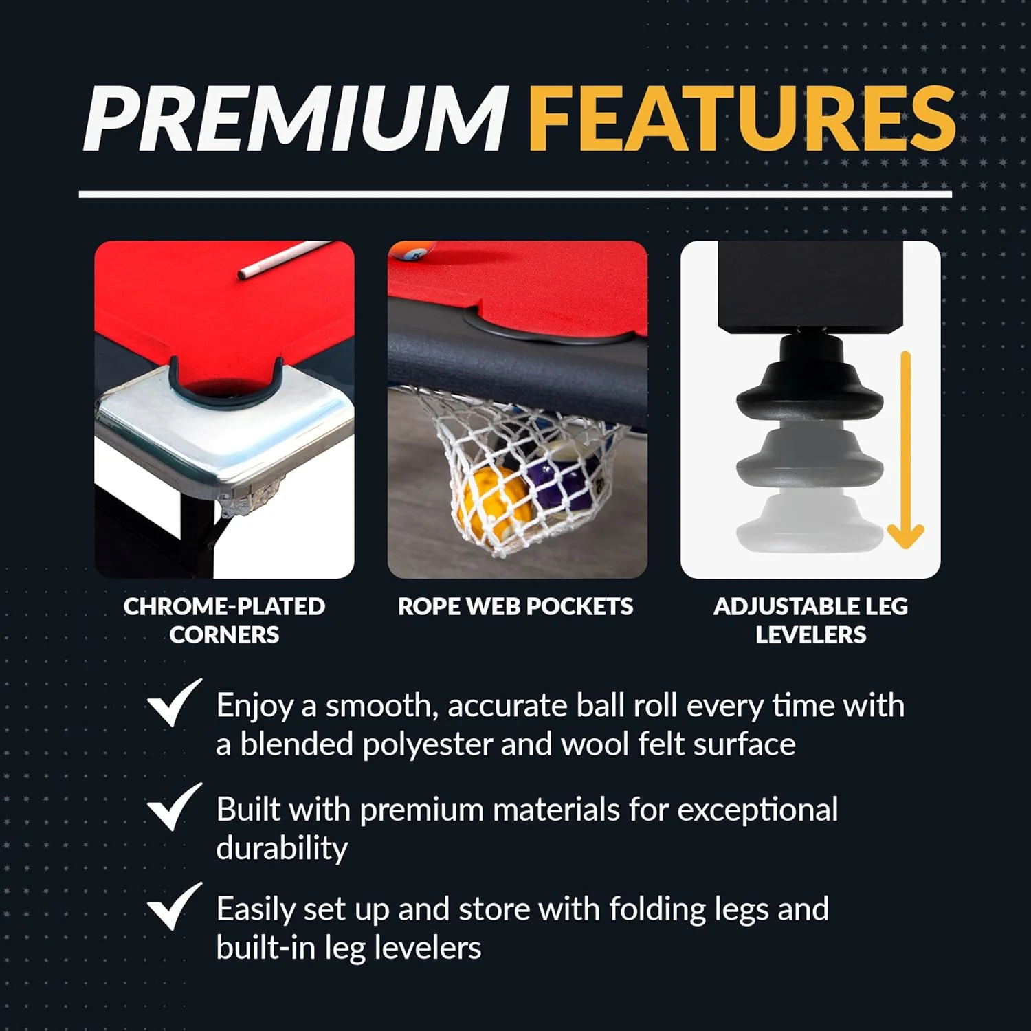 Hathaway Fairmont 6 Ft Portable Pool Table, Adults Folding Billiards Tables for Game Room with Easy Foldable Storage, Includes Full Set of Billiard Balls, Cues, Chalk & Brush