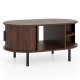 Oval Coffee Table with Open Compartment and Sector Shelves