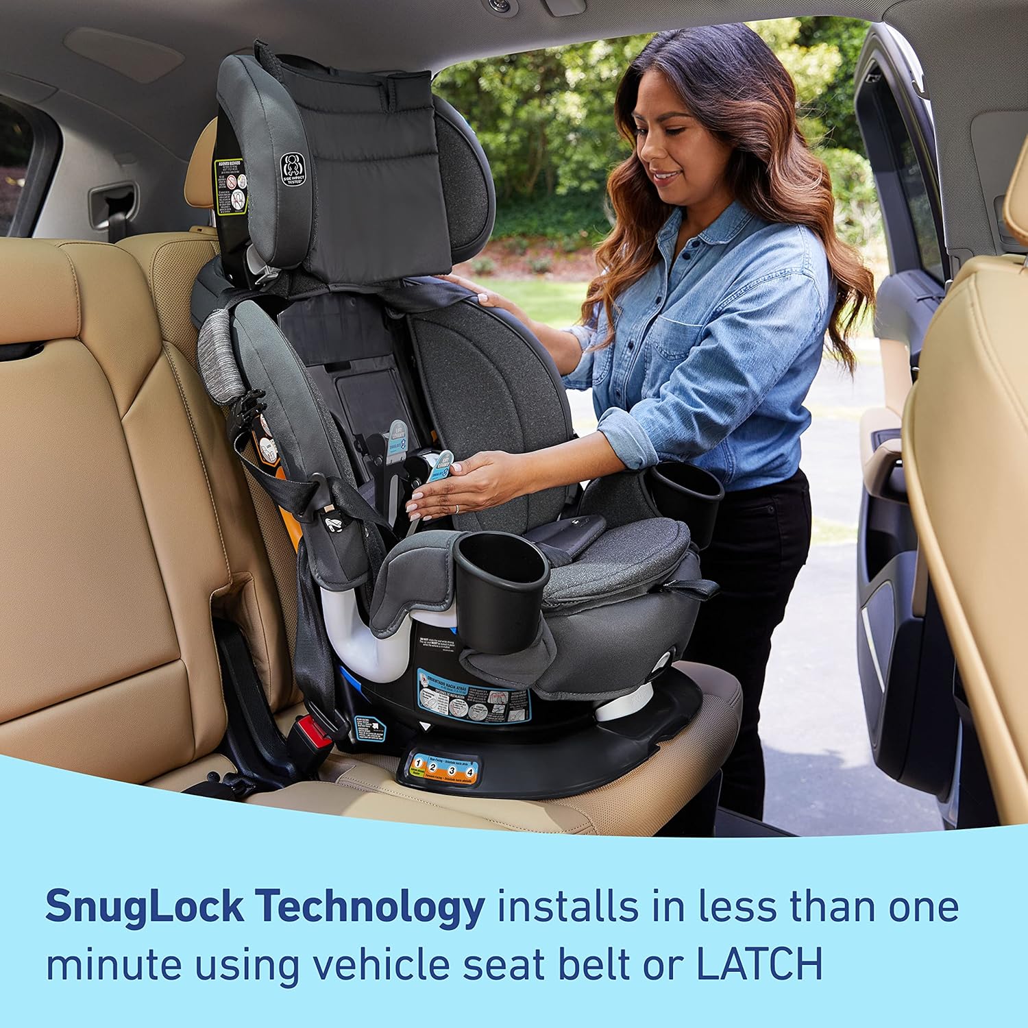 Graco Turn2Me 3-in-1 Convertible Car Seat, Rotating, Rear & Forward-Facing, Highback Booster, SnugLock, Cambridge