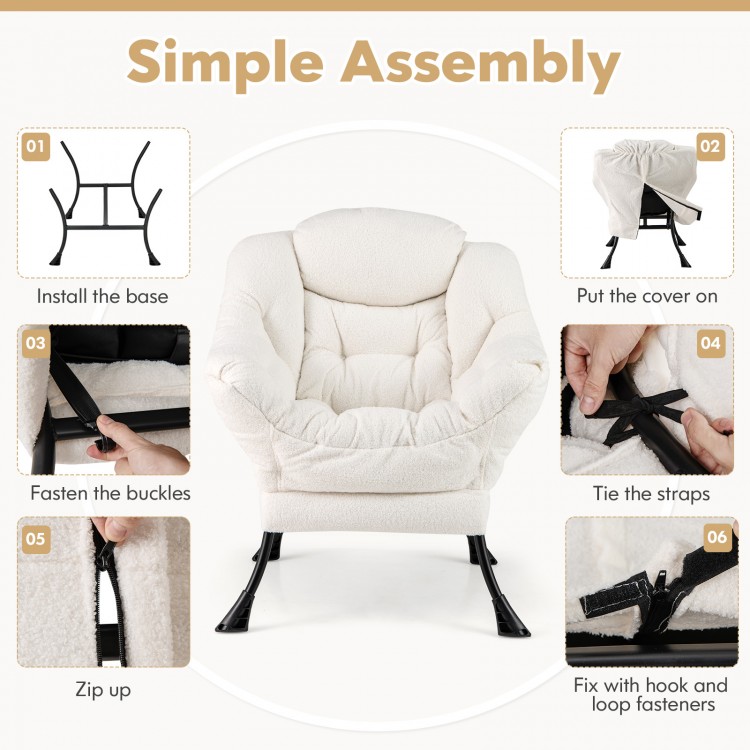 Sherpa Upholstered Accent Chair with Cozy Head Pillow