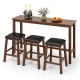 4-Piece Bar Table Set Counter-Height Table and 3 PVC Leather Upholstered Bar Stools