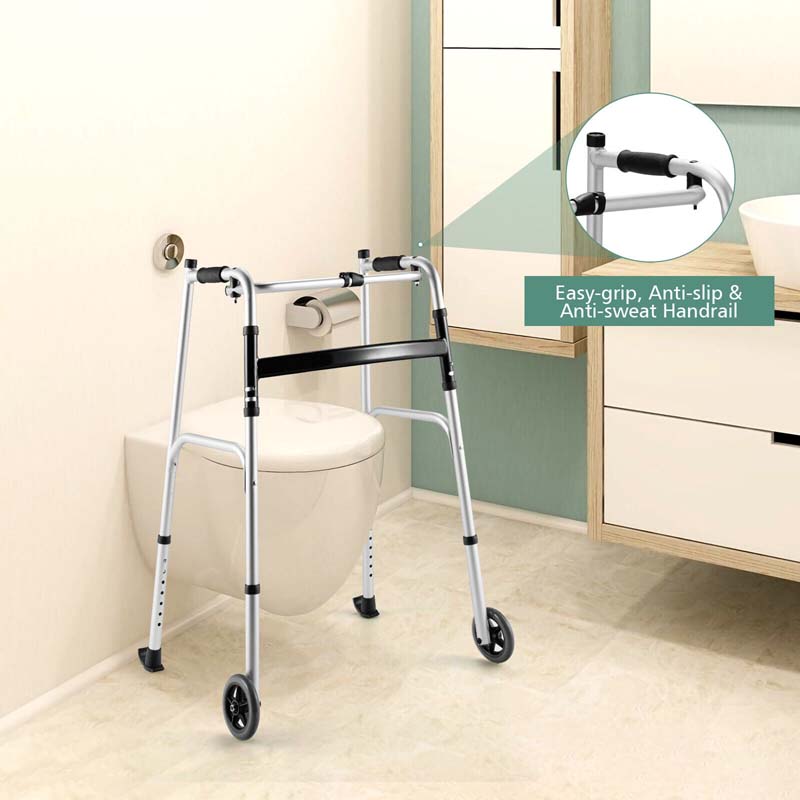 Folding Standard Rollator Walker with Seat & Armrest Pad, Lightweight Standing & Walking Mobility Aid