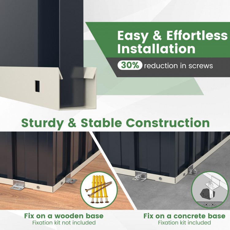 6.3 x 2.8 FT Metal Outdoor Storage Shed Rustproof Steel Tool Shed with Lockable Door