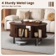 Oval Coffee Table with Open Compartment and Sector Shelves