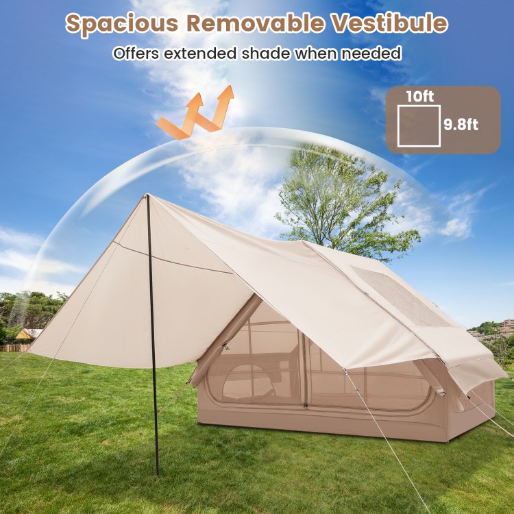 4-6 People Inflatable Camping Tent with Porch and Carrying Bag