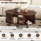 Oval Coffee Table with Open Compartment and Sector Shelves