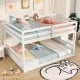 Solid Wood Full Over Full Low Bunk Bed with Storage Stairs