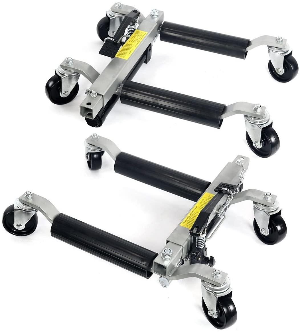 Stark 4-Pack Wheel Dolly Car Skates with Hydraulic Jack, 1500 lbs Capacity, Universal Wheels, Ratcheting Foot Pedal