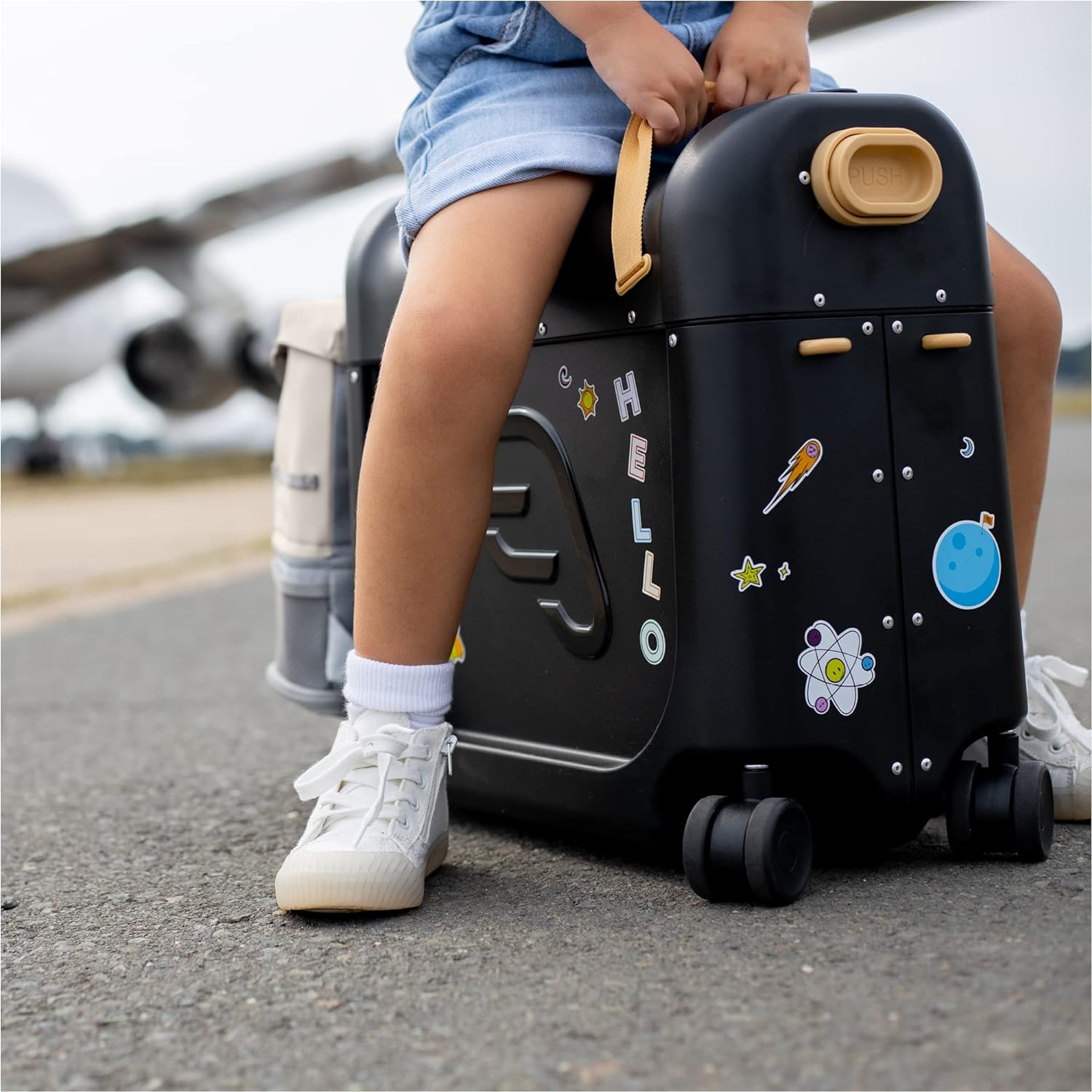 JetKids by Stokke Travel Bundle - Includes Kid’s Ride-On Suitcase & In-Flight Bed + Crew BackPack - Best for Ages 3-7