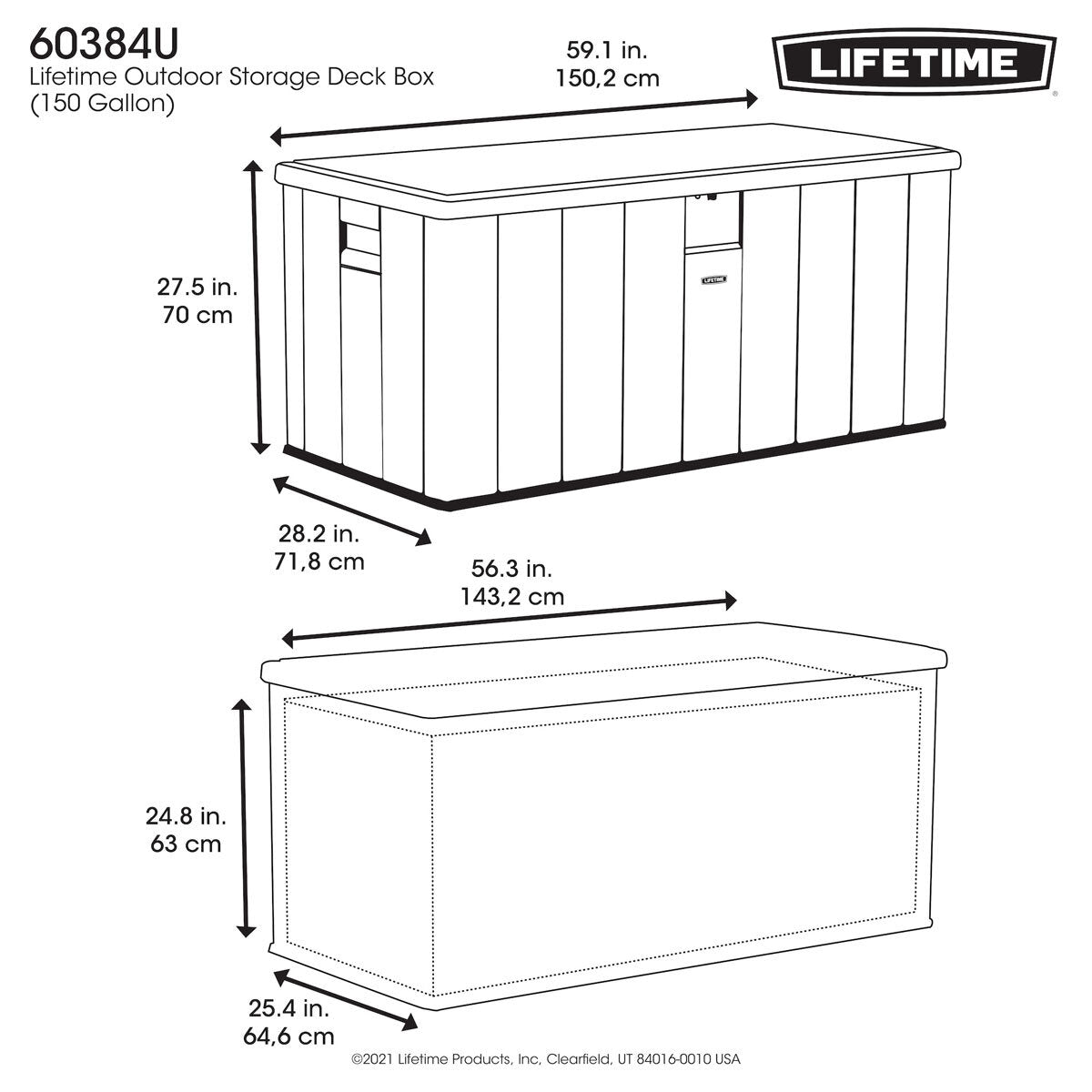 Lifetime 568 Litre Modern Outdoor Storage Deck Box – Model 60384U