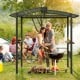Hardtop Grill Gazebo with Vented Polycarbonate Roof Side Shelves