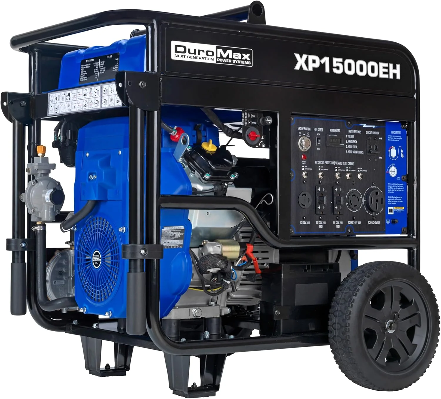 DuroMax XP13000EH 13,000-Watt Dual Fuel Portable Generator - Gas & Propane, Electric Start, Whole Home Backup Power, Transfer Switch Ready, RV & Emergency Ready