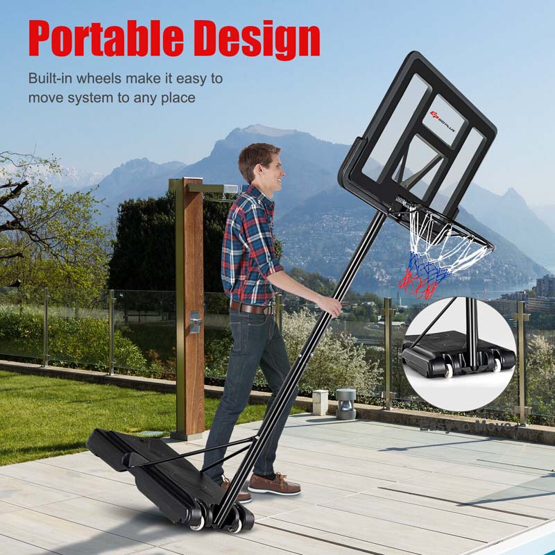 Portable Basketball Hoop Outdoor, 4.5-10FT Height Adjustable Basketball Goal System with 44
