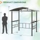 Hardtop Grill Gazebo with Vented Polycarbonate Roof Side Shelves
