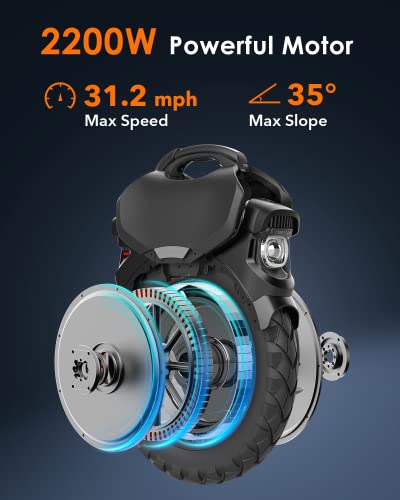 INMOTION V11 Electric Unicycle, 18′′ Self-Balancing, 3.35′′ Air Suspension, 1500Wh Battery, 34 MPH, 75-Mile Range