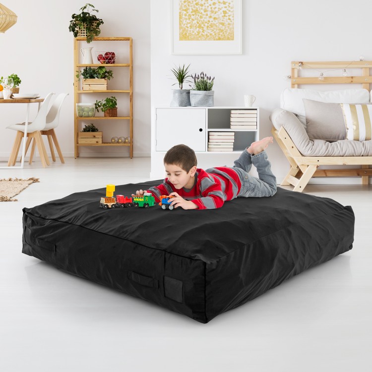 57 x 57 Inch Crash Pad Sensory Mat with Foam Blocks and Washable Velvet Cover