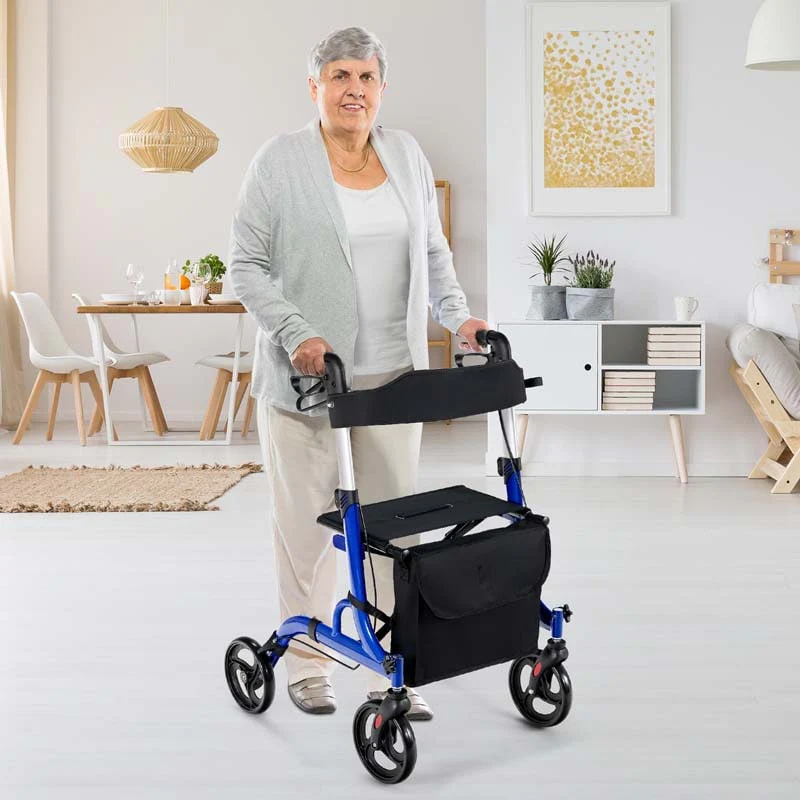 2 in 1 Folding Rollator Walker with Seat & 8