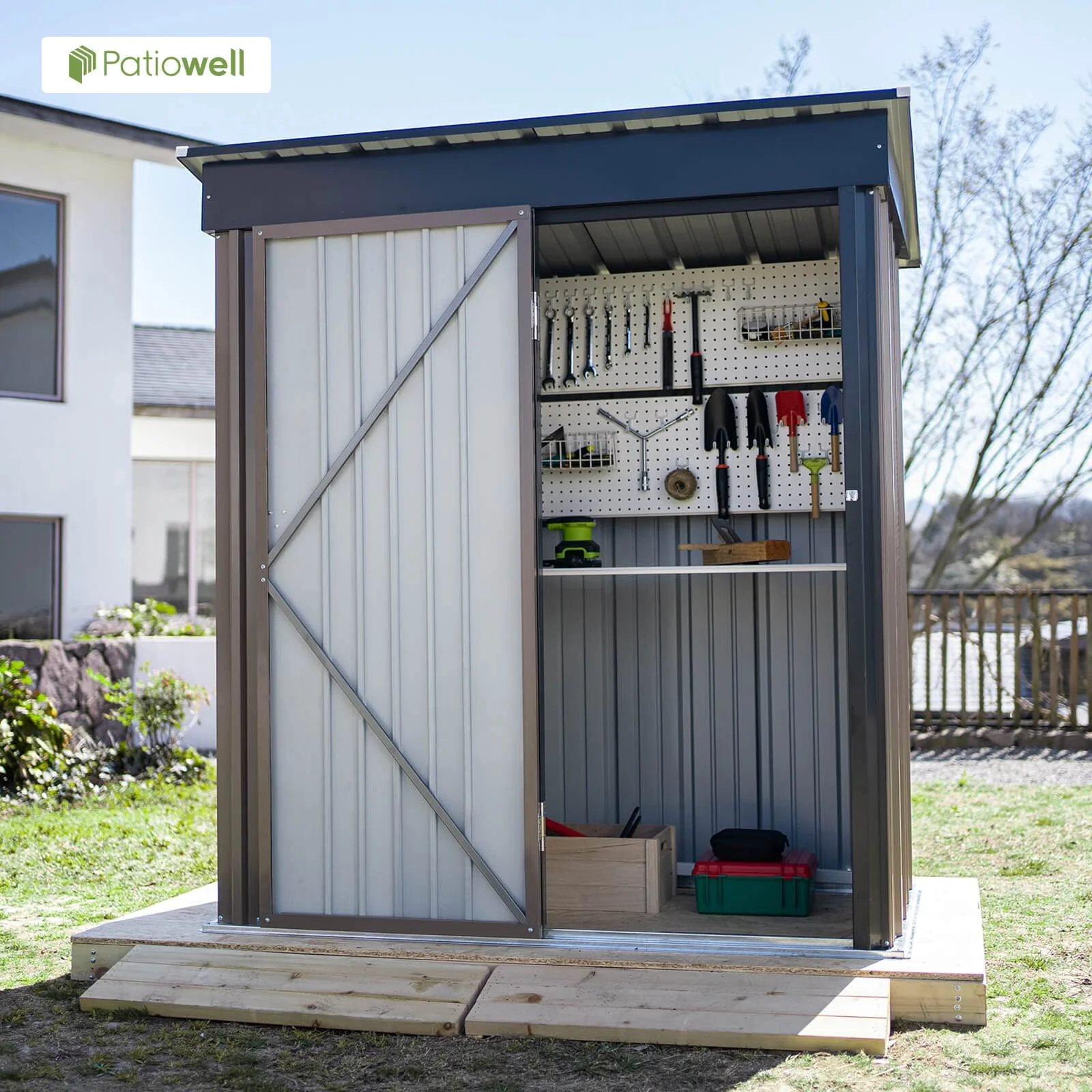 Patiowell 5x3 FT Outdoor Storage Shed for Backyard Garden Patio Lawn