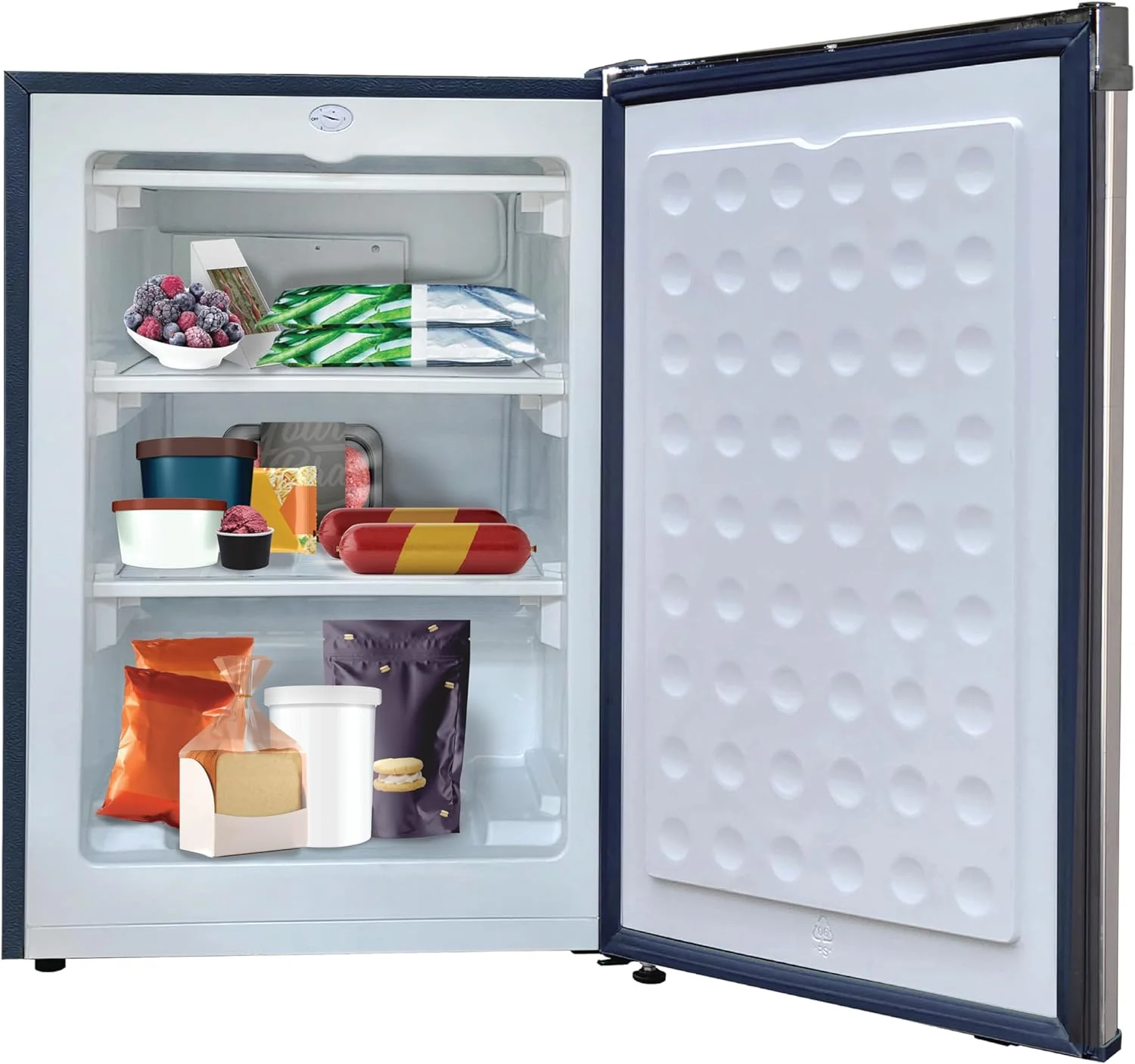 Frigidaire Upright Freezer, 6.5 cu. ft., Deep Freeze, Vinyl Coated Metal with Wire Shelving, Compact for Kitchen, RV, Dorm, Cabin, and Trailer, Platinum Design Series, Silver - 21D x 23W x 56H