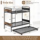 Twin Over Twin Bunk Bed with Trundle with Ladder and Full-length Guardrails