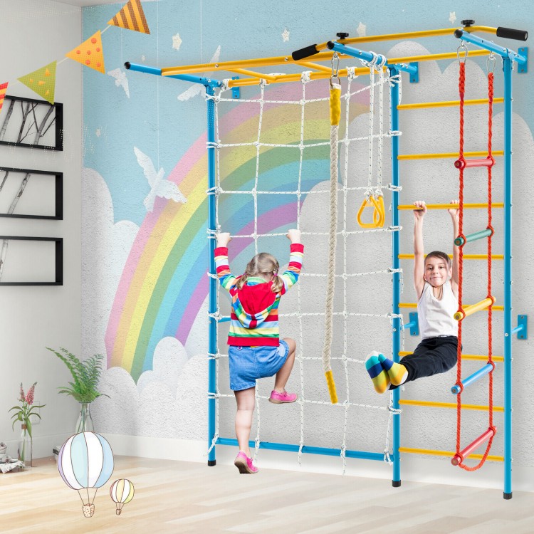7 In 1 Kids Indoor Gym Playground Swedish Wall Ladder for Solid Wall