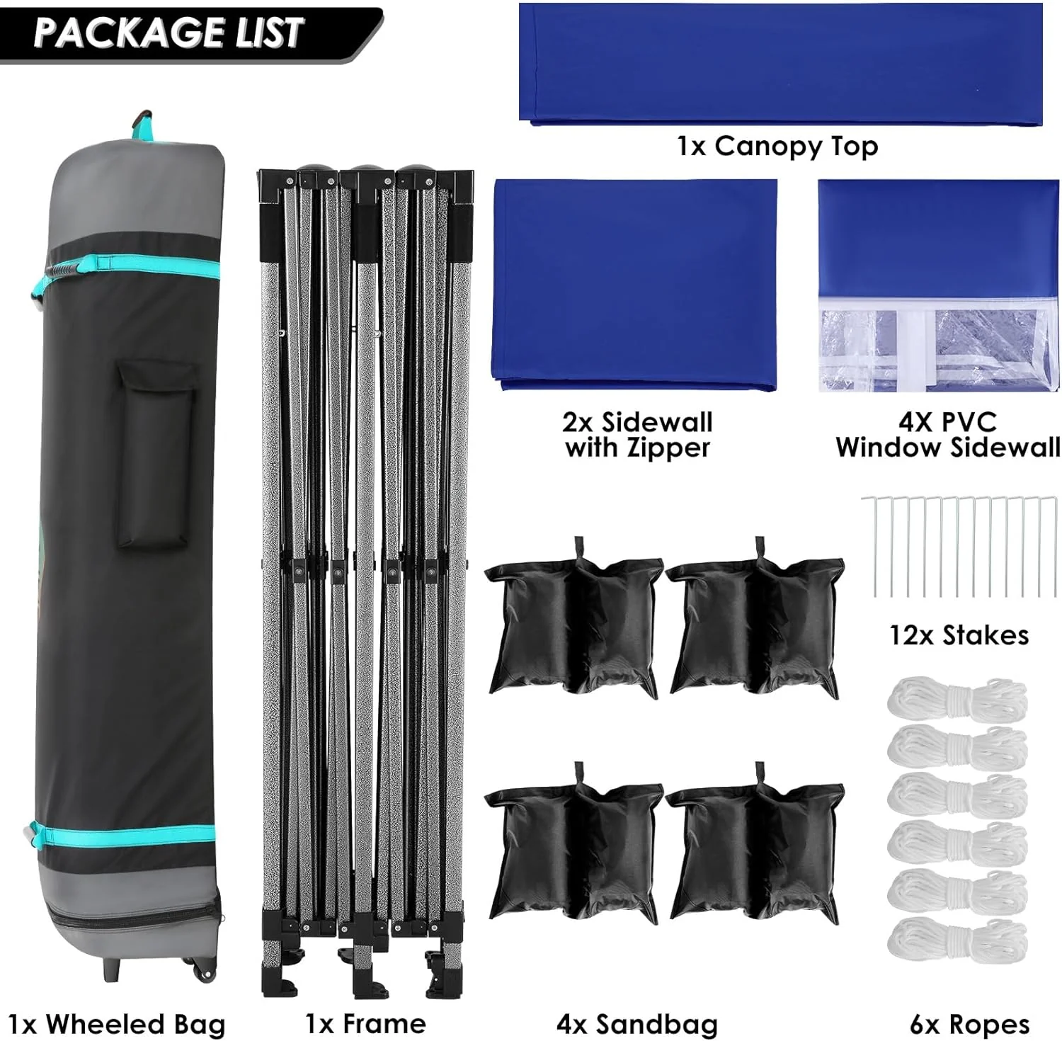 COBIZI 10x20 Heavy Duty Pop up Canopy Tent with 6 sidewalls Easy Up Commercial Outdoor Canopy Wedding Party Tents for Parties All Season Wind & Waterproof Gazebo with Roller Bag,Black(Frame Thickened)