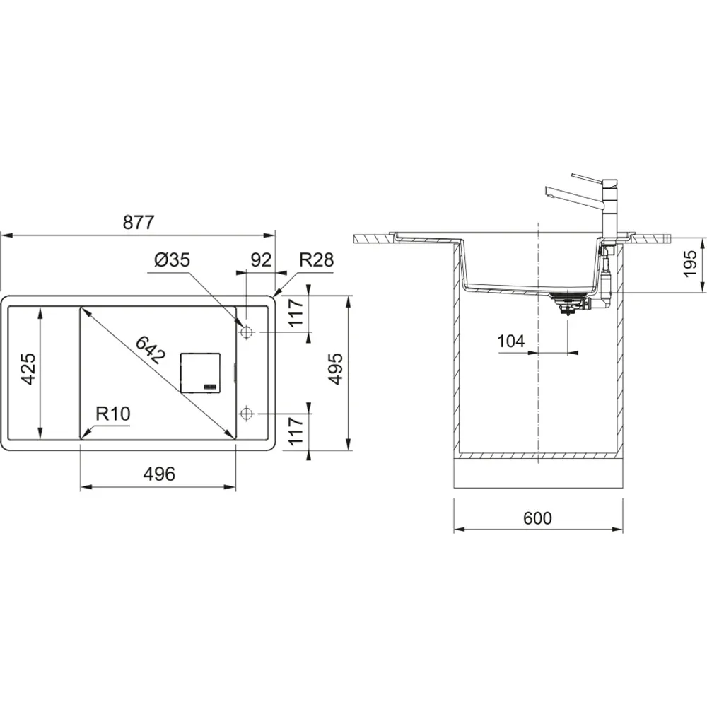 Franke Fresno Fsg 611-88 Nero Granit Eviye