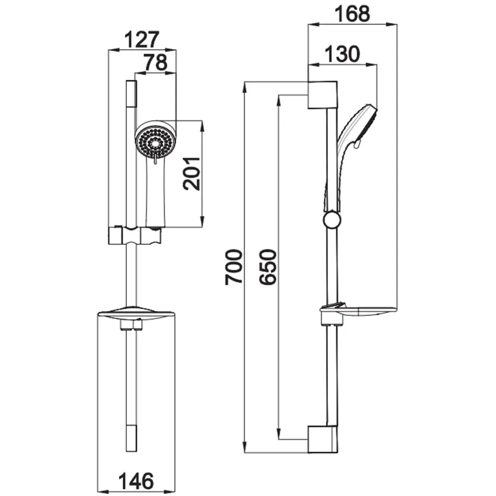 Kale Rain S110 3 Fonksiyonlu Sürgülü El Duşu Takımı