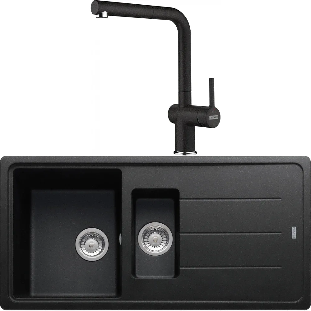 Franke Basis Bfg 651-97 1,5 Gözlü Granit Evye + Active Plus Doccia 2.0 Armatür (Nero)