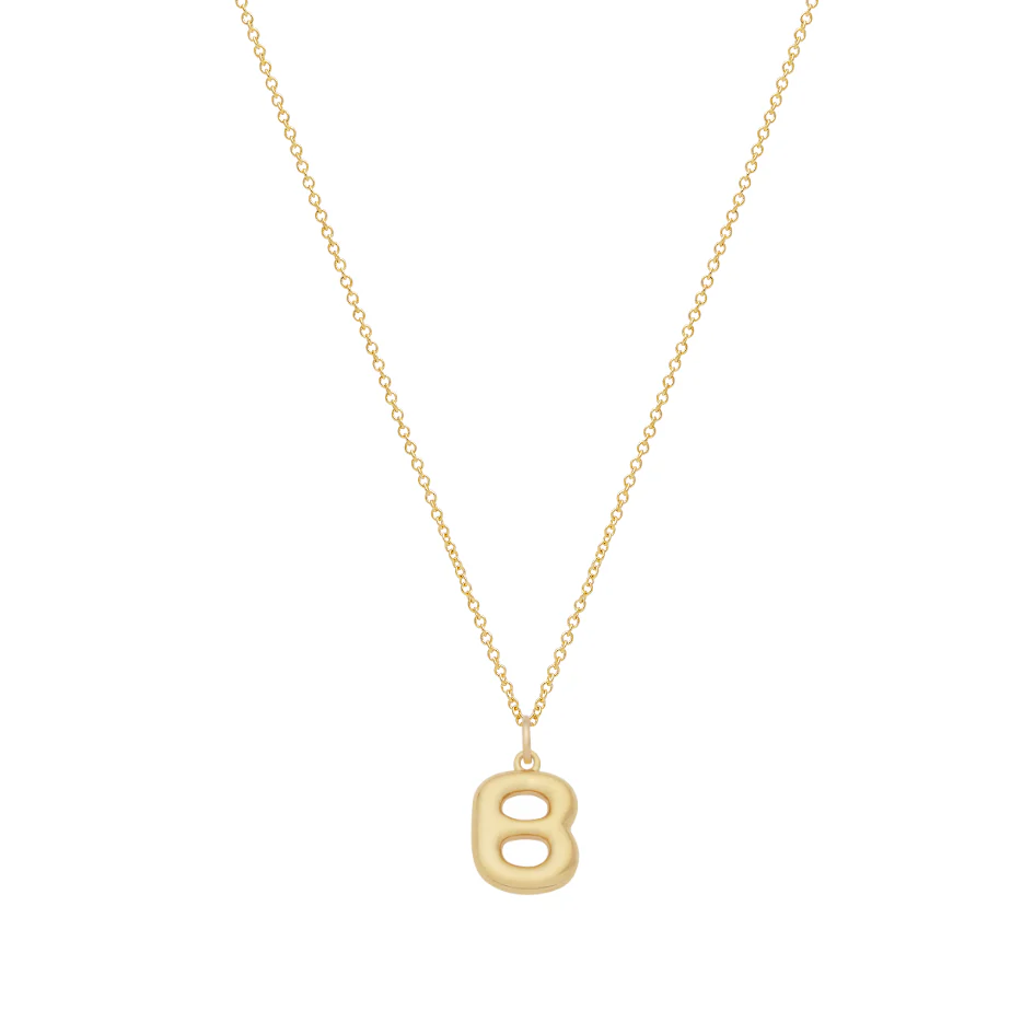 Bubble Letter Necklace with Birthstone - Gold