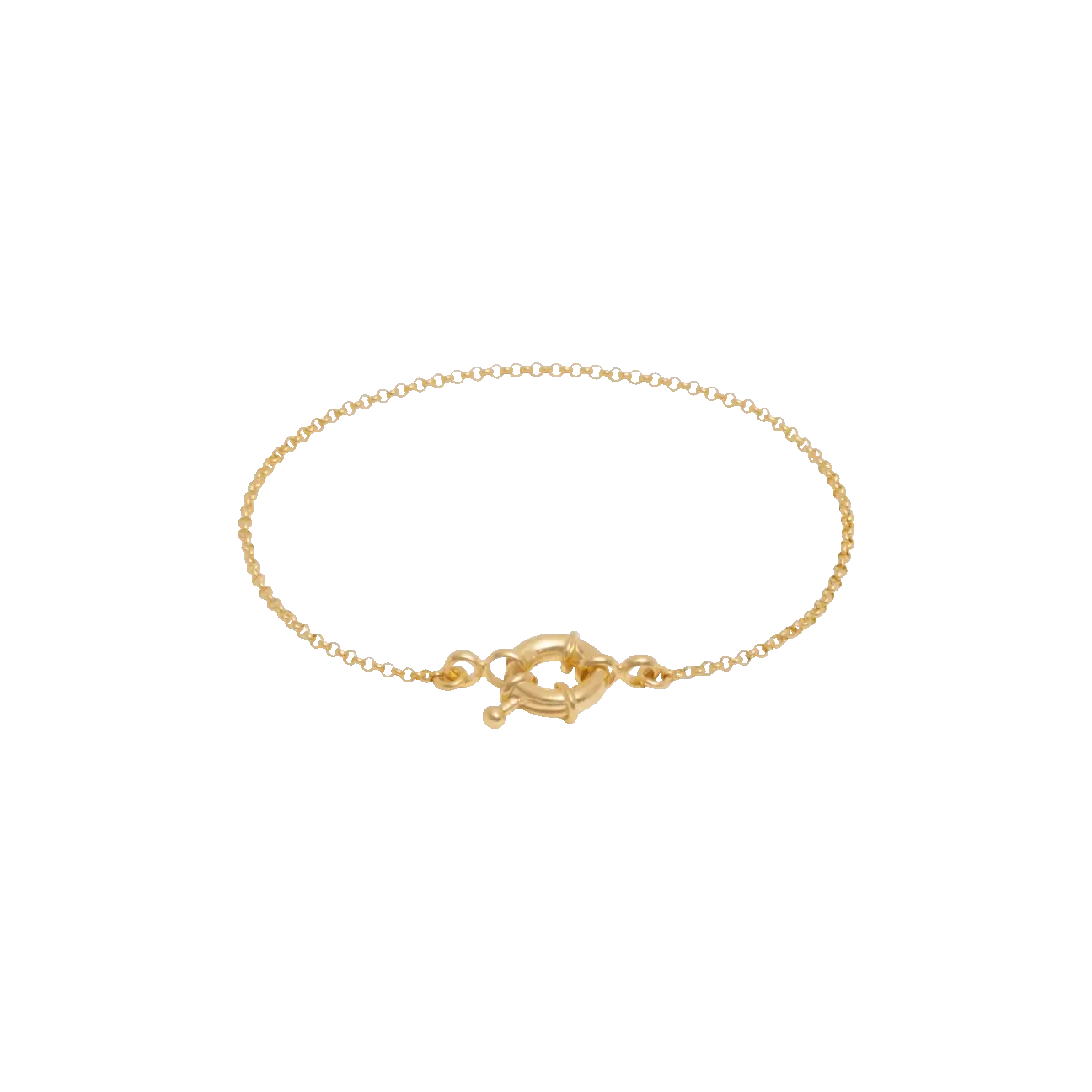 Fine Rolo Charm Bracelet with Sailor Clasp - Gold