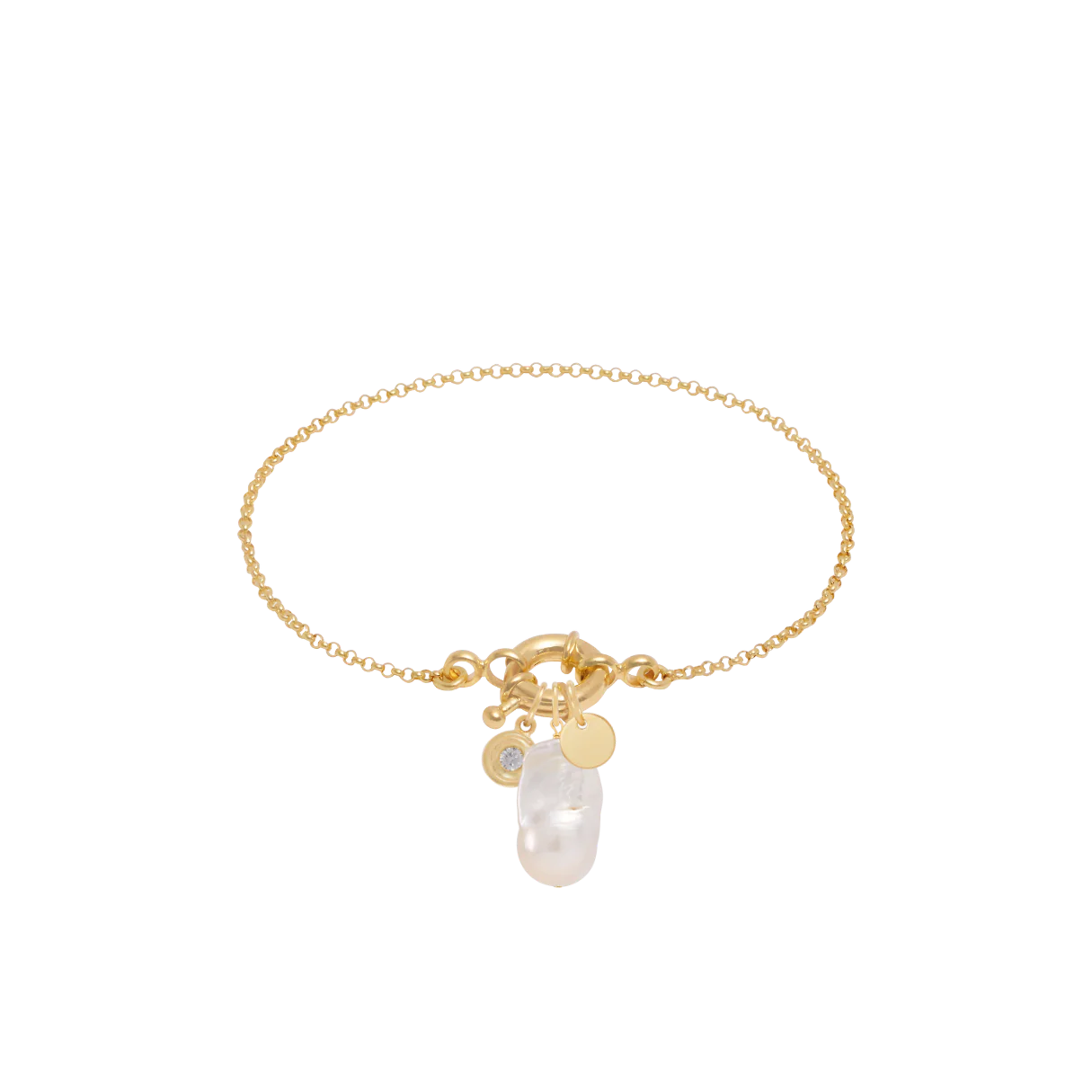 Fine Rolo Charm Bracelet with Sailor Clasp - Gold