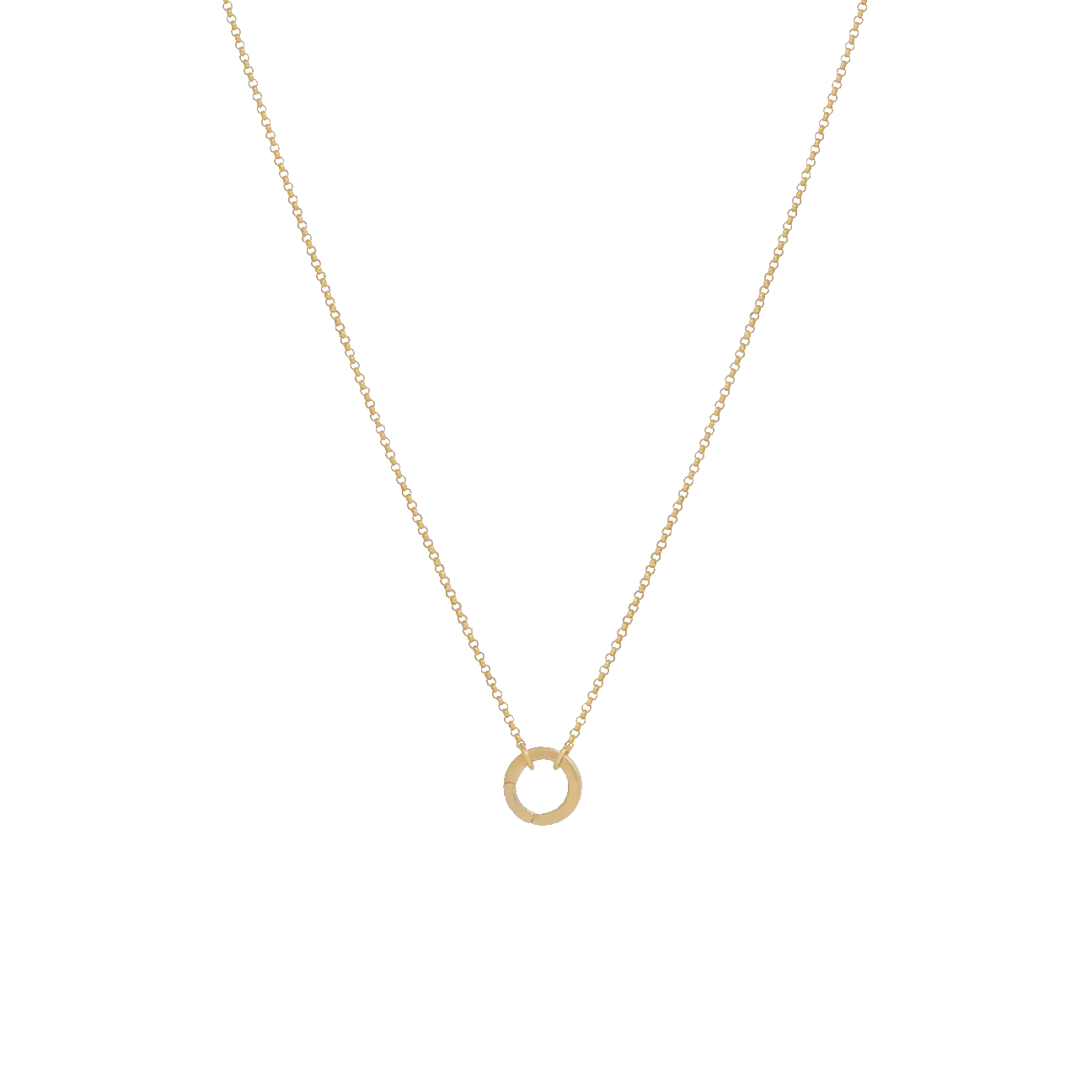 Fine Rolo Charm Necklace with Round Clasp - Gold