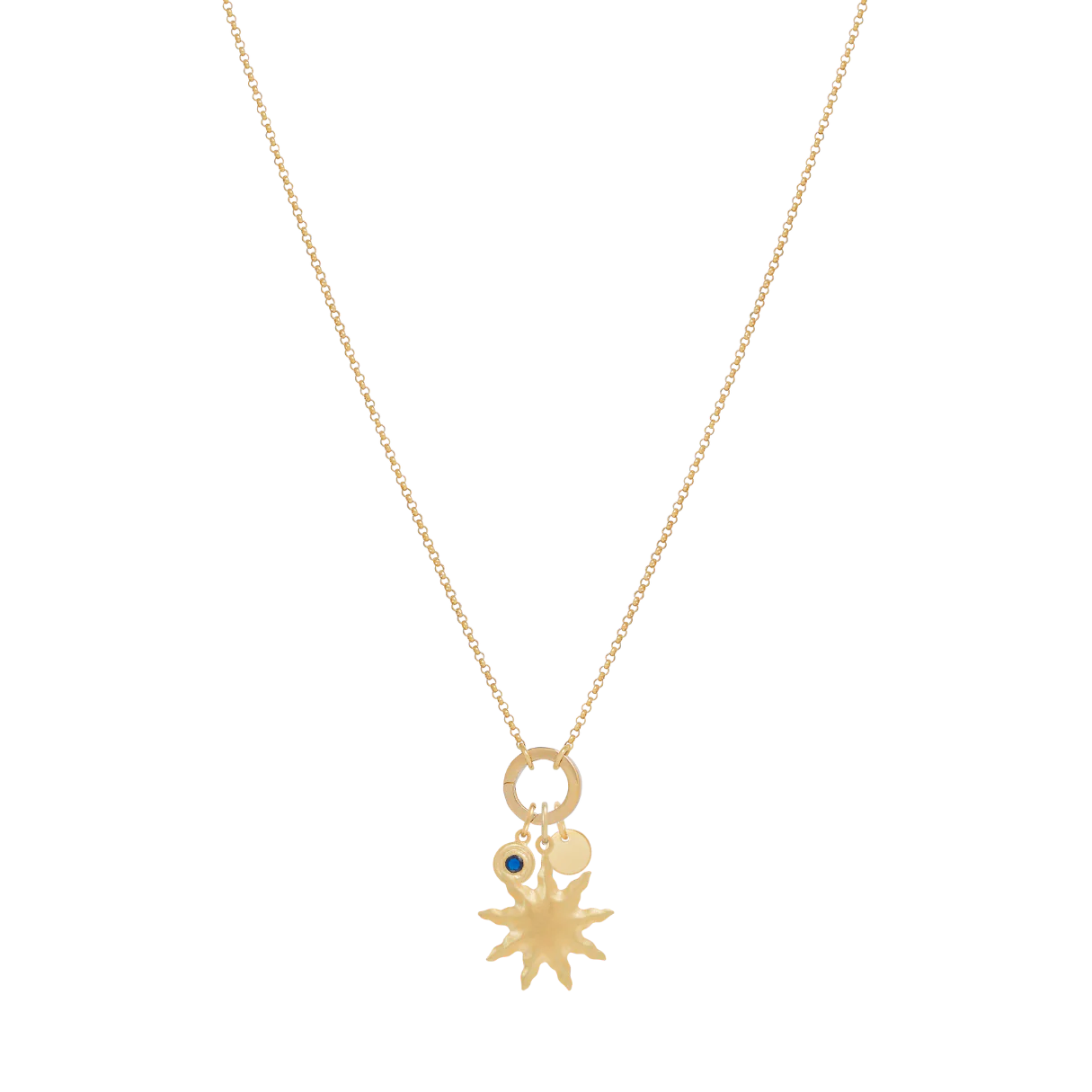 Fine Rolo Charm Necklace with Round Clasp - Gold