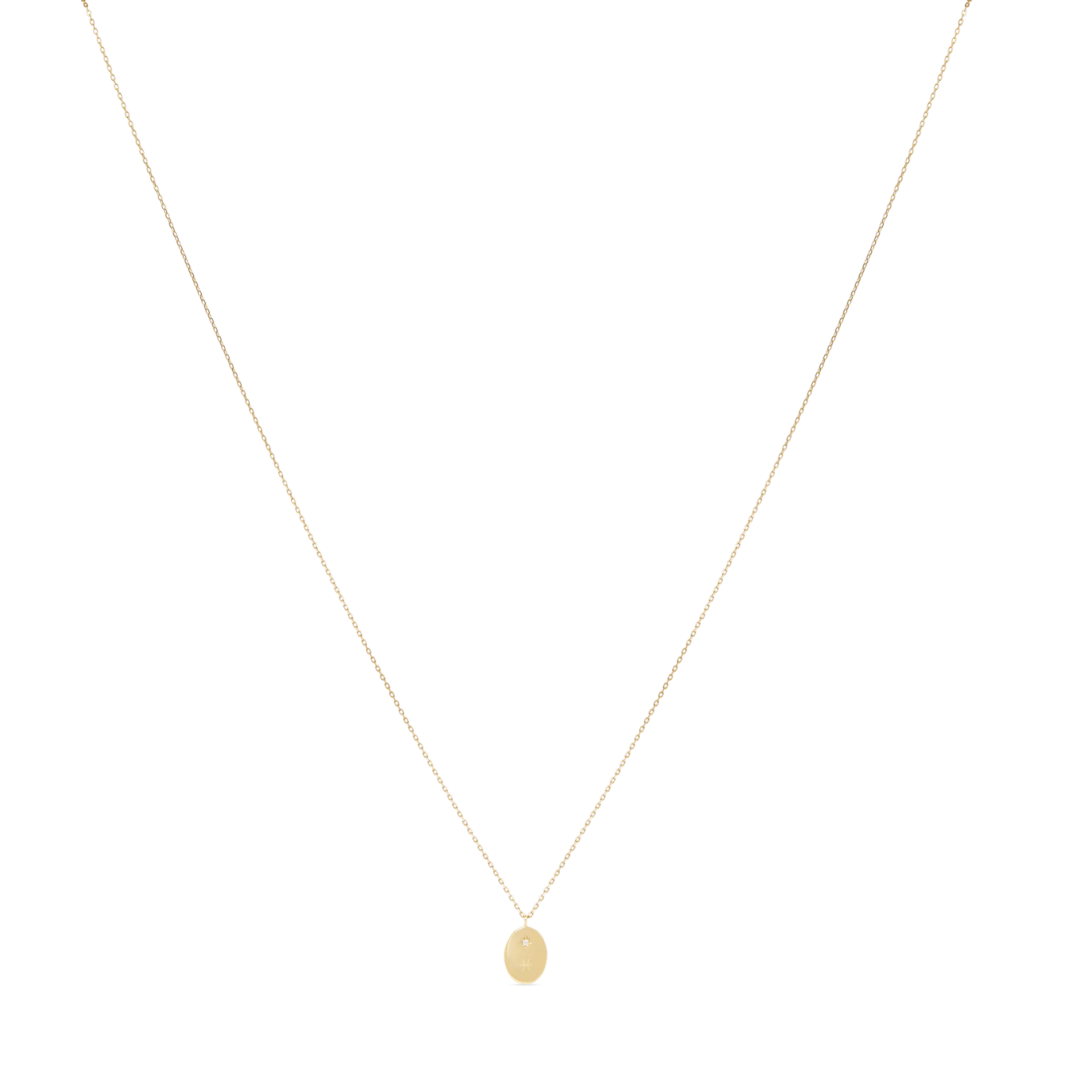 Engravable Diamond Necklace - Solid Gold