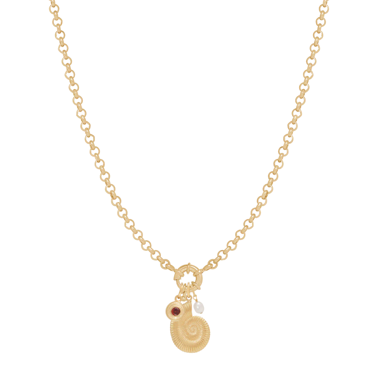 Belcher Charm Necklace with Sailor Clasp - Gold