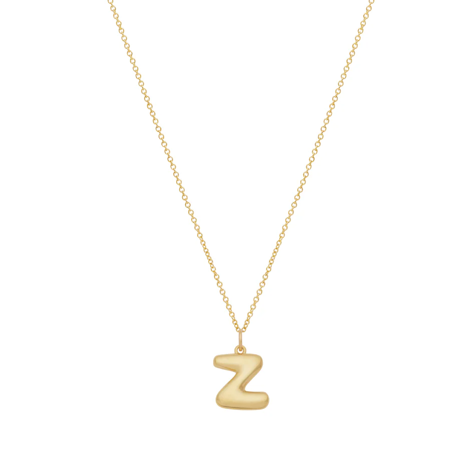 Bubble Letter Necklace with Birthstone - Gold
