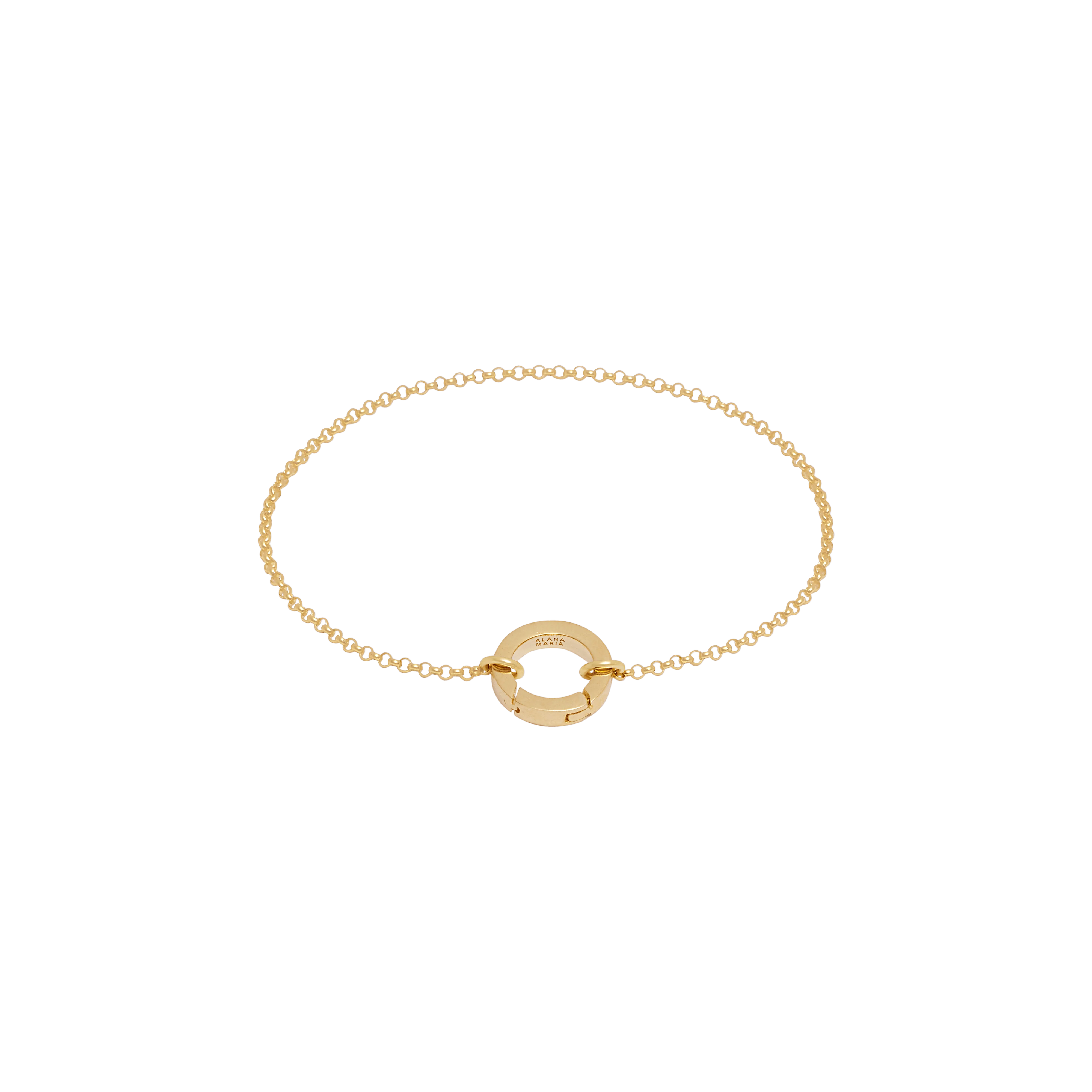 Fine Rolo Bracelet with Round Push Clasp - Gold