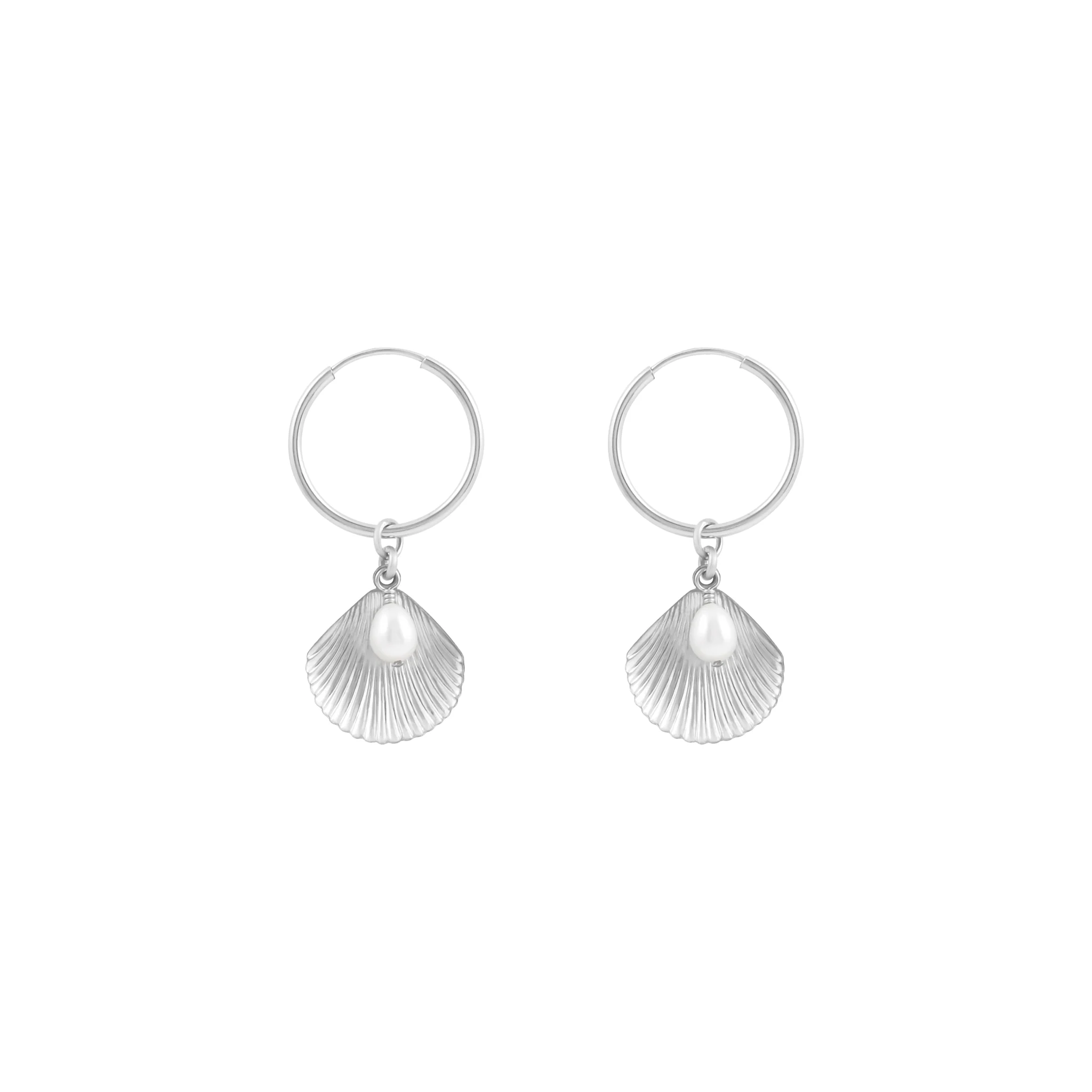 Ula Shell Hoop Earrings - Sterling Silver