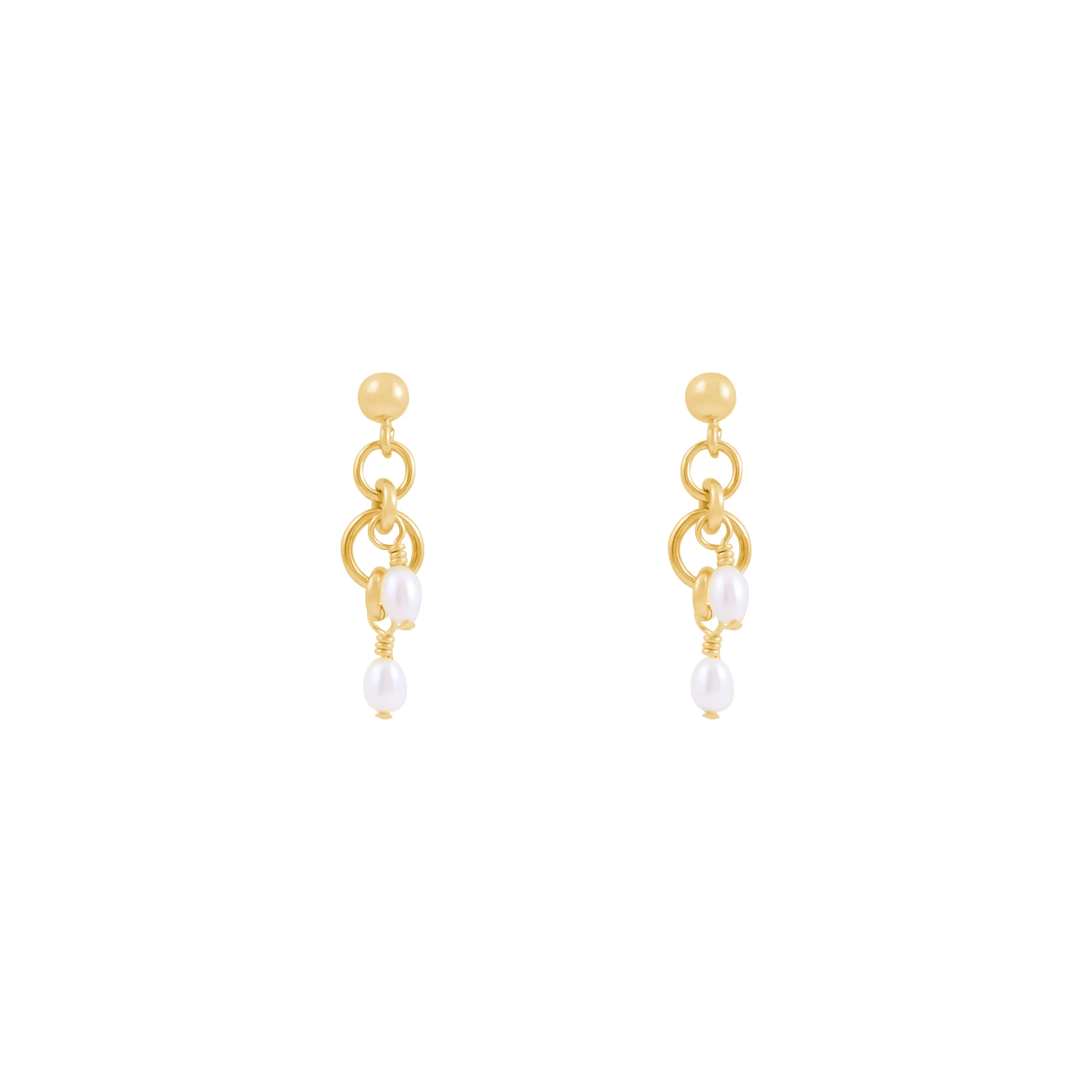 Peta Freshwater Pearl Earrings - Gold