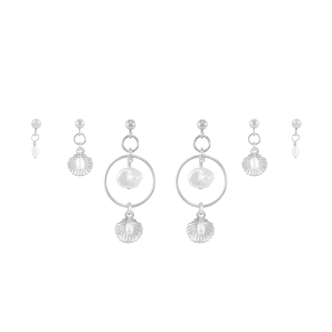 Ocean Earring Stack - Silver