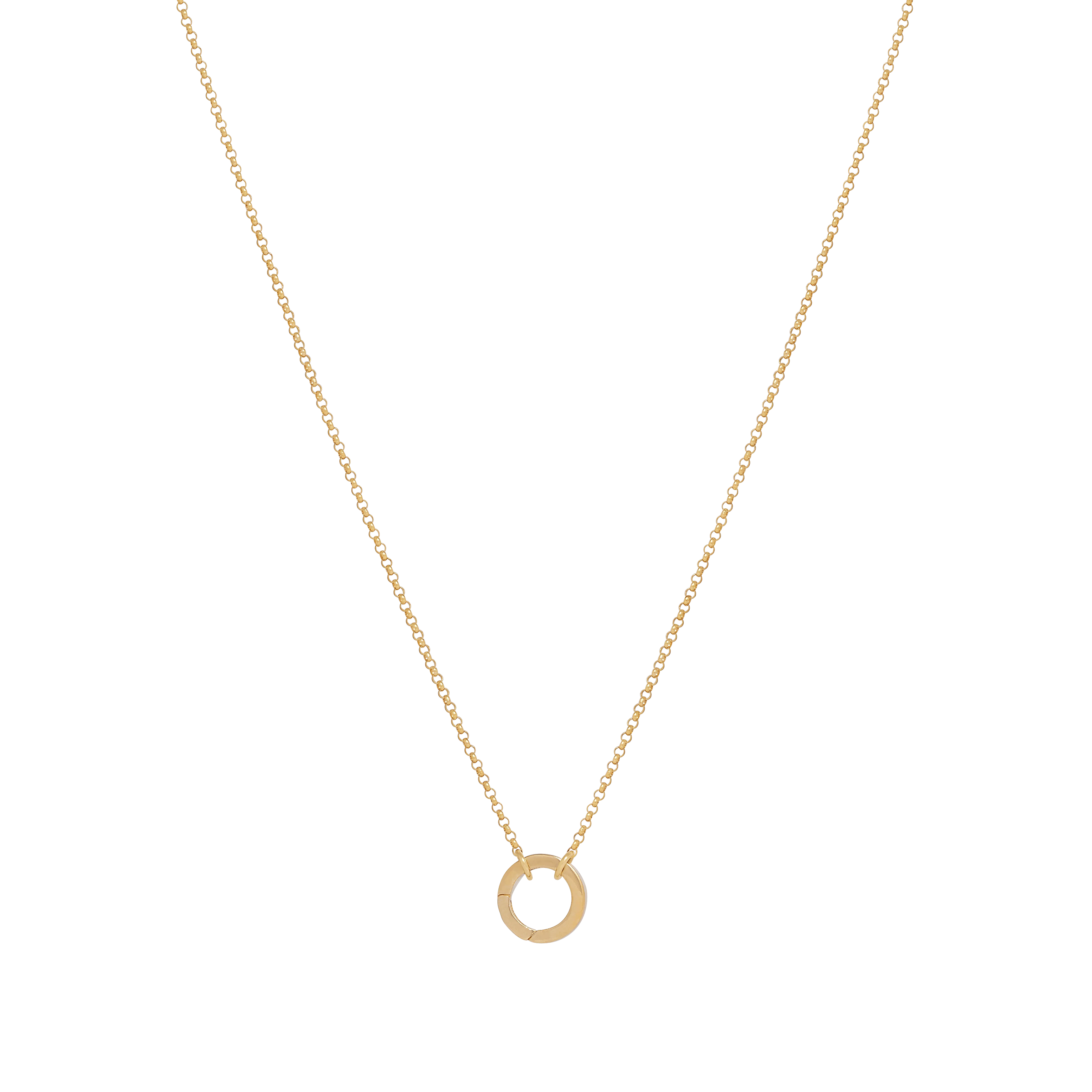 Fine Rolo Necklace with Round Clasp - Gold
