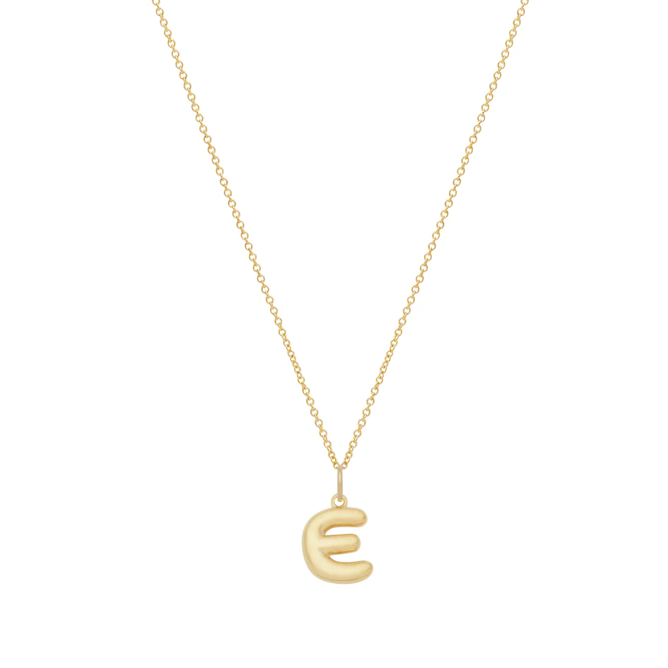 Bubble Letter Necklace with Birthstone - Gold