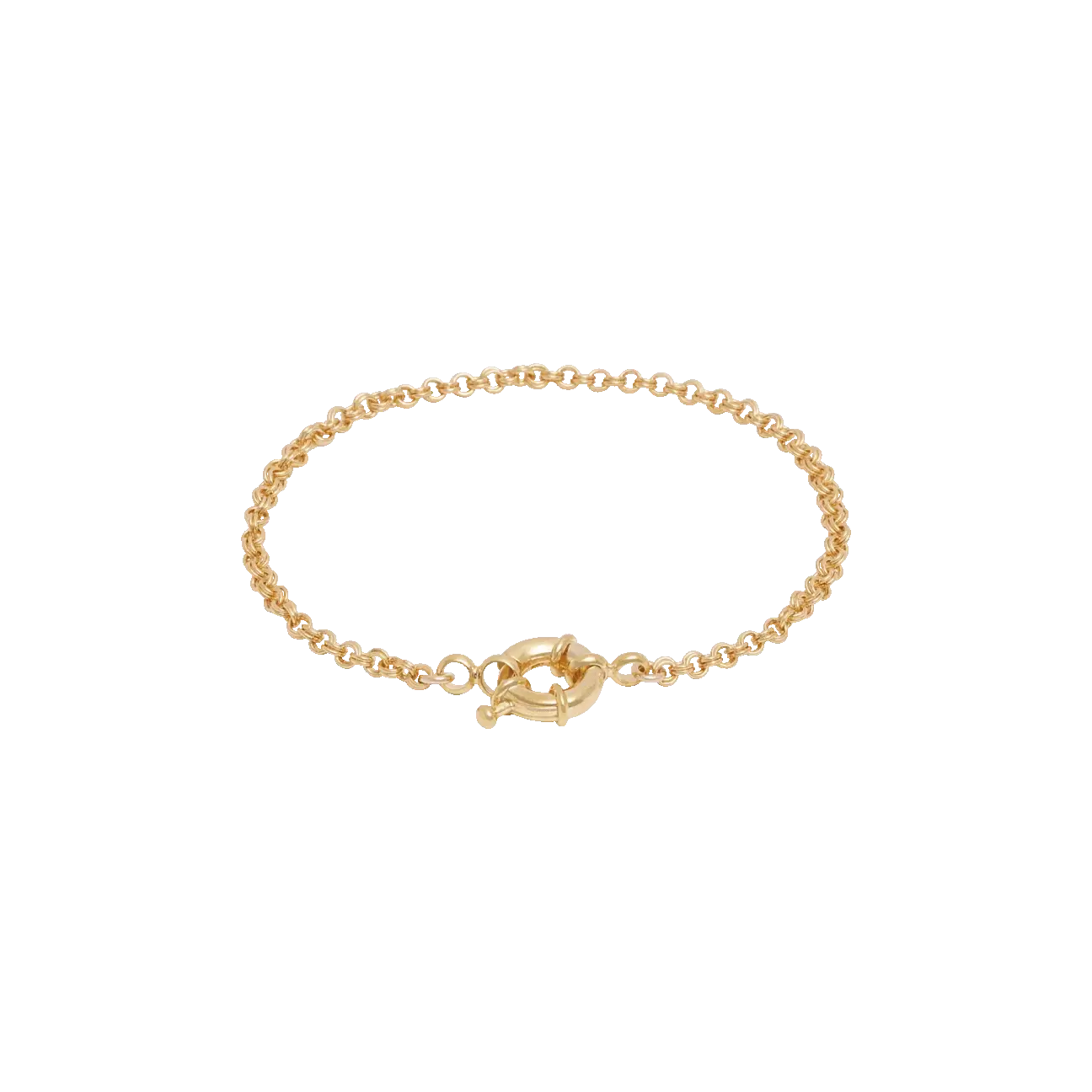 Double Link Rolo Charm Bracelet with Sailor Clasp - Gold