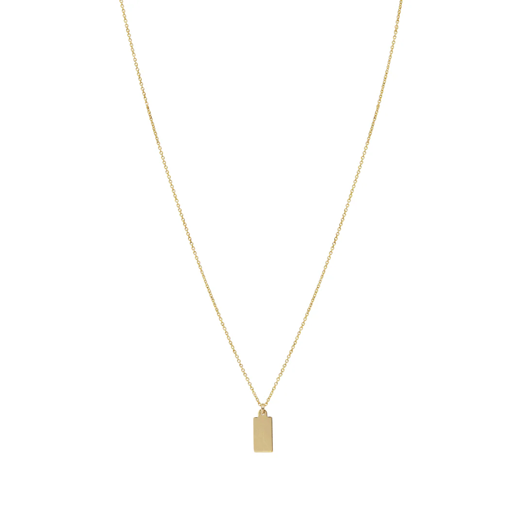 Engravable Tag Necklace - Gold