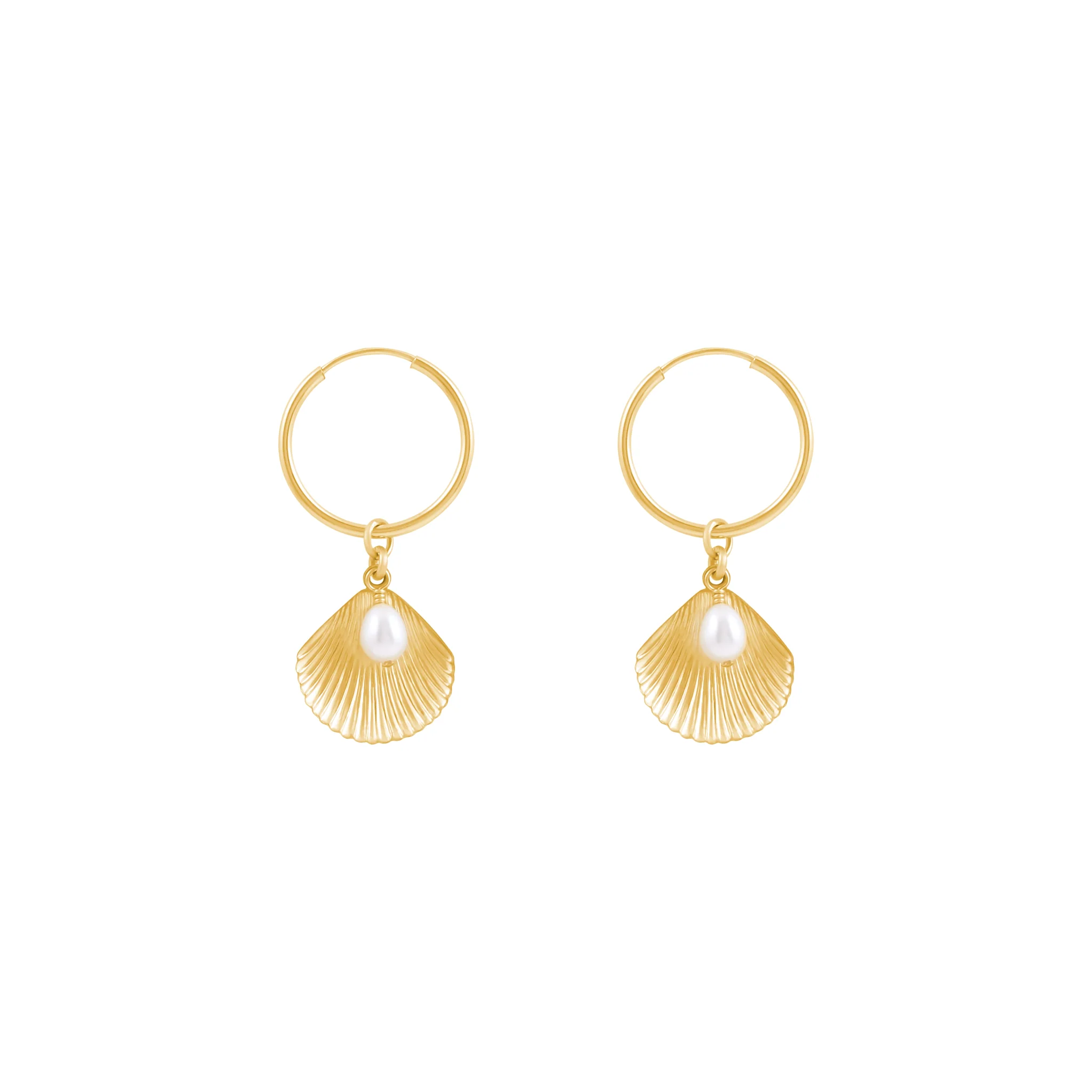 Ula Shell Hoop Earrings - Gold
