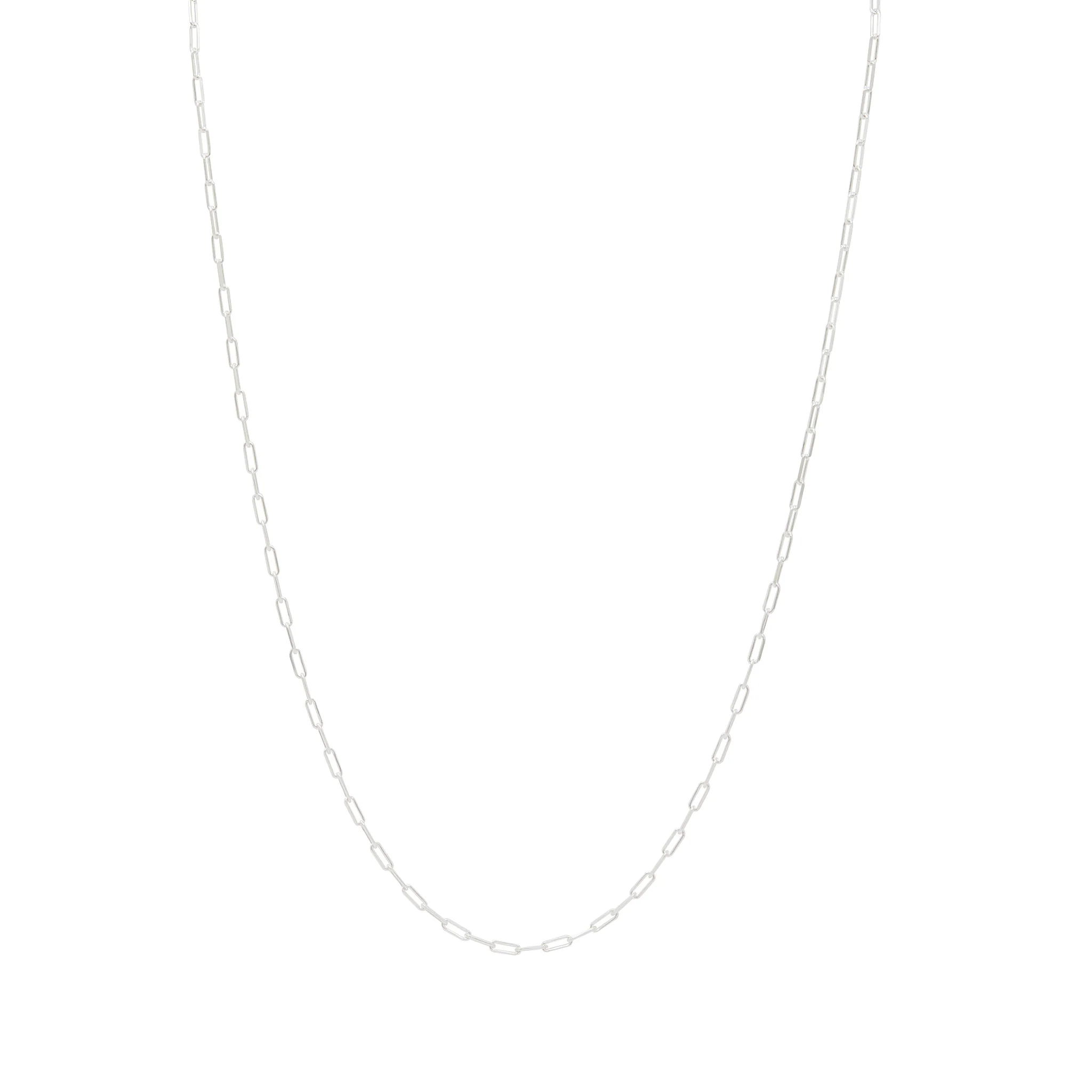 Men's Fine Rectangle Chain Necklace - Sterling Silver