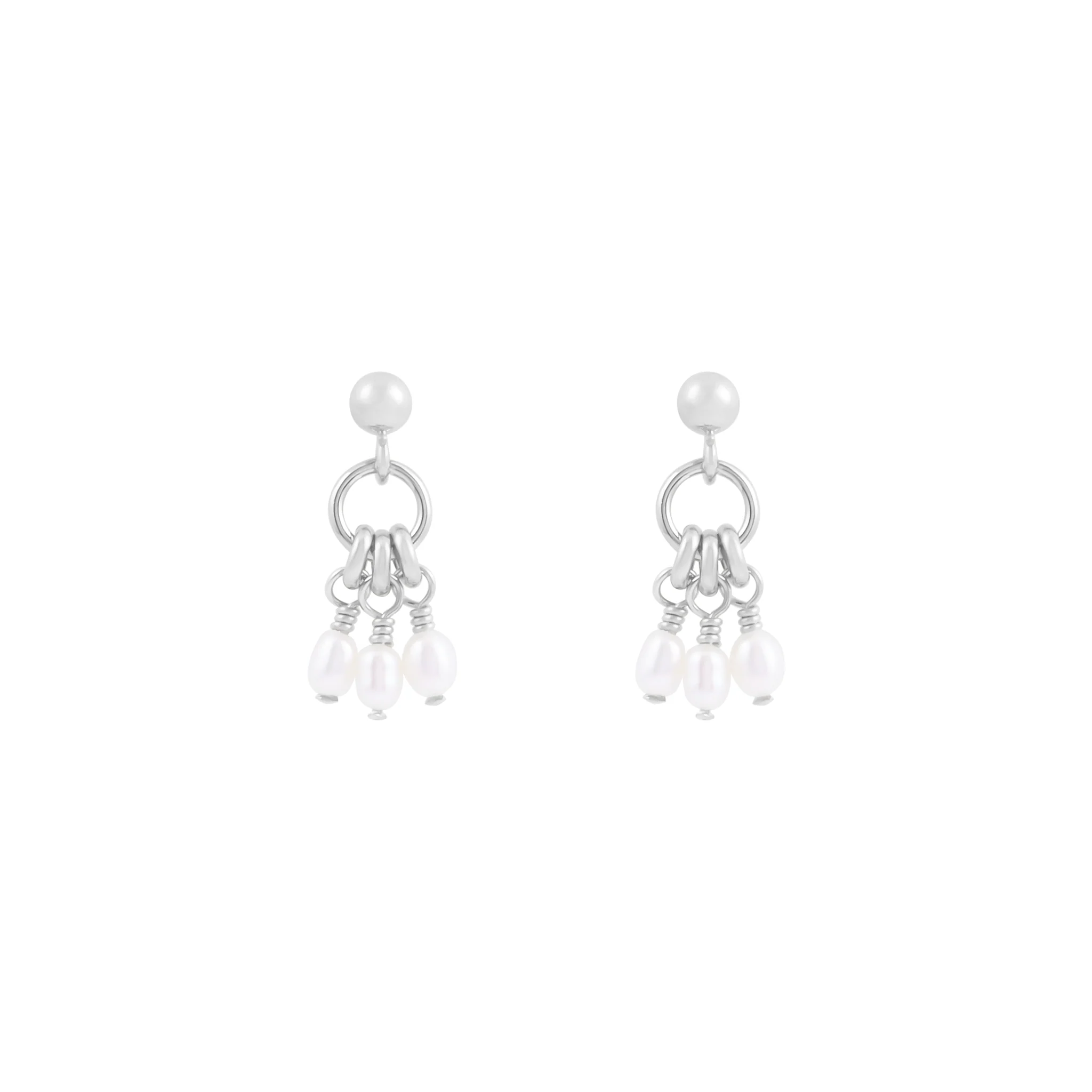 Mila Freshwater Pearl Earrings - Silver