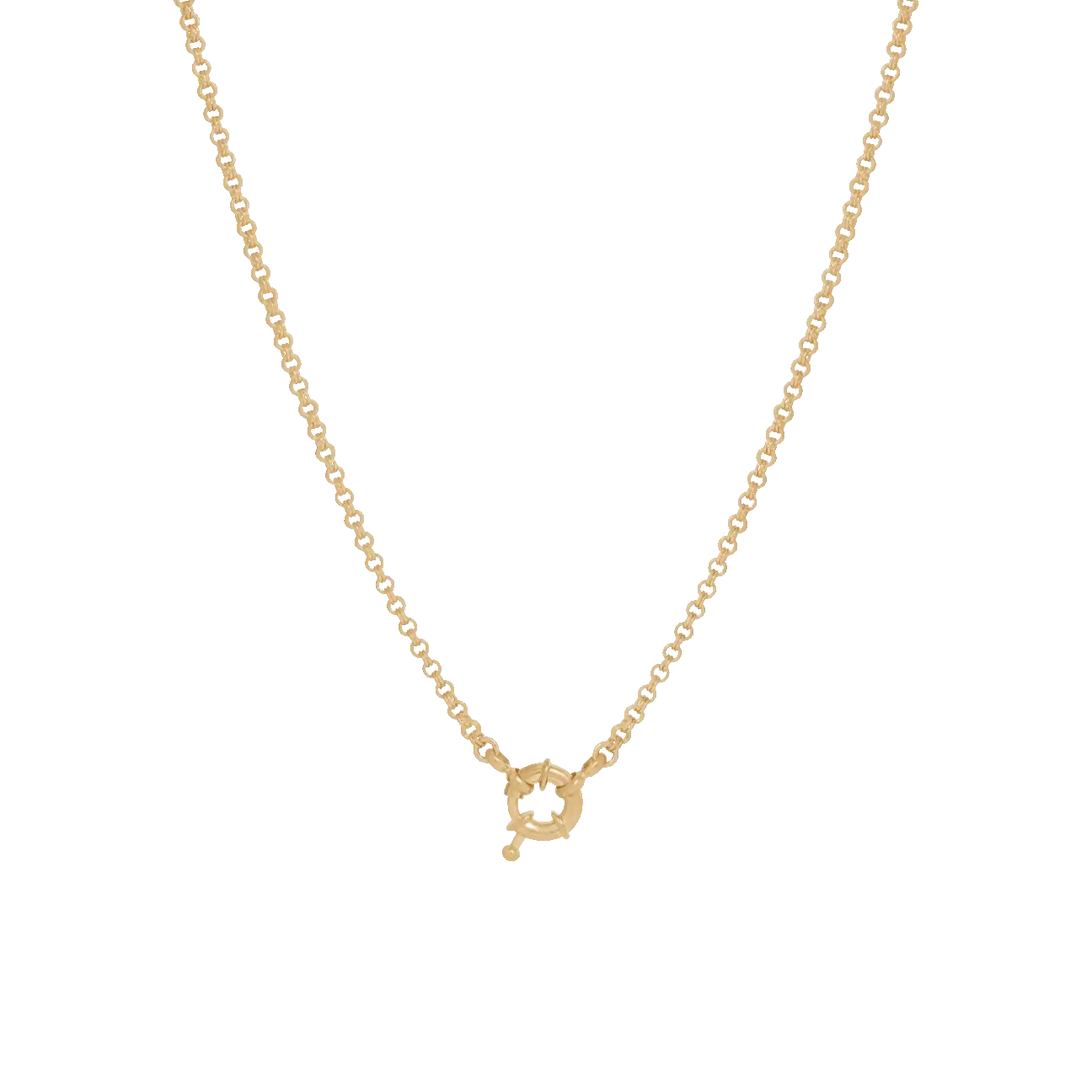Double Link Rolo Charm Necklace with Sailor Clasp - Gold