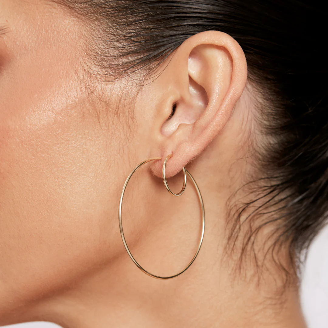 Thin Hoop Earrings - Gold